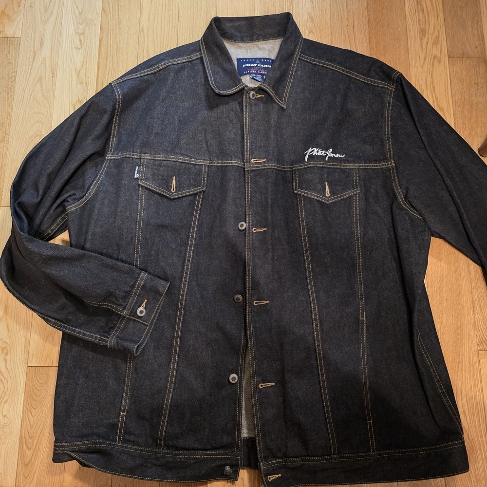 Phat Farm Vintage Y2K Denim Jacket Embroidered Logo Jean Jacket Button Up xxxxl
